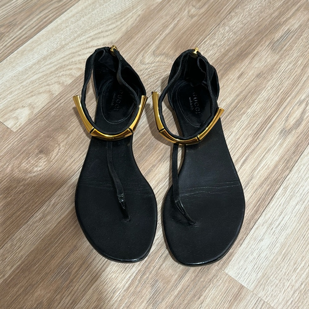 Gucci Gold Bamboo Sandals